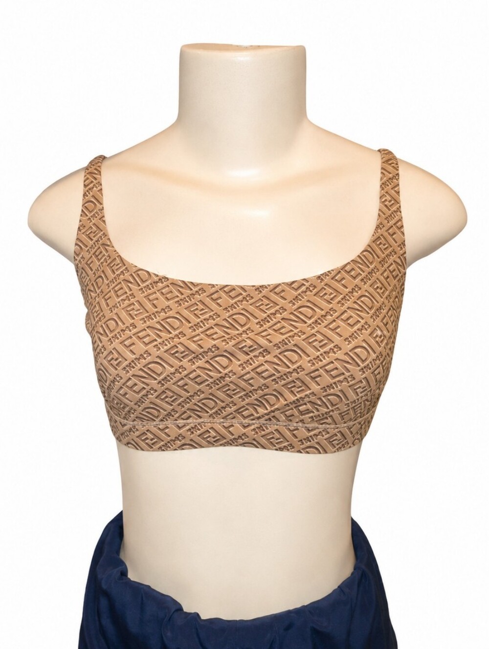 FENDI X SKIMS | Brown Logo Print Scoop Neck Bralette Size M